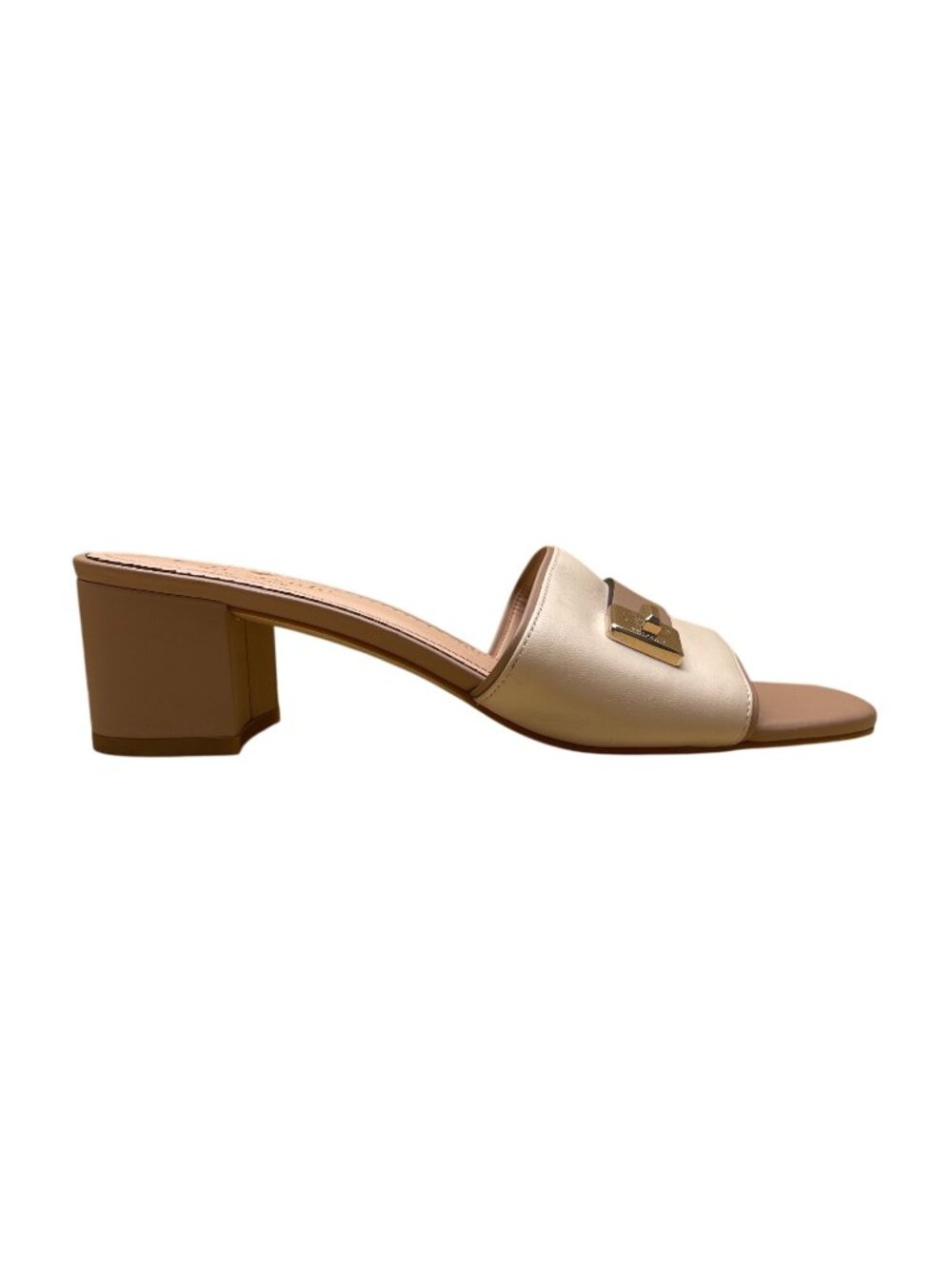 Kate Spade Women’s Beige & Pink Leather Phoebe Block Heel Slide Sandals Sz 7.5B